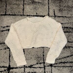 Garage Cream Cropped Knit Sweater
